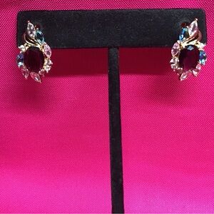 Colorful Cubic Zirconia Stud Earrings